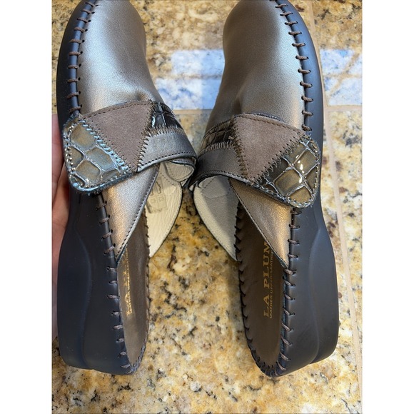 La Plume Santori Brown Metallic Leather Mules Clogs Slip On Shoes 41 US 10.5-11 - Picture 10 of 16